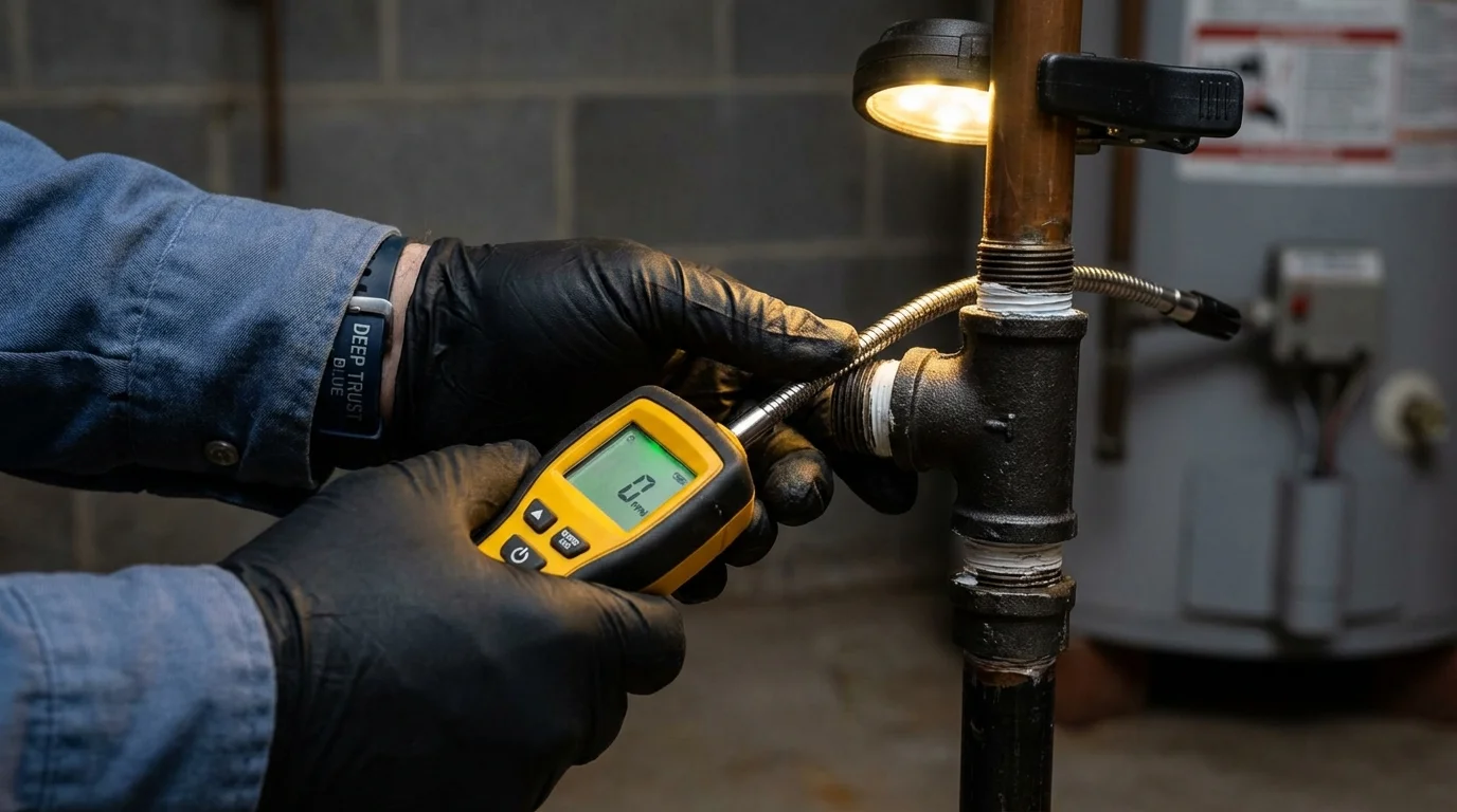 Gas leak detection with electronic sniffer by Johns Plumbing LLC in Savage